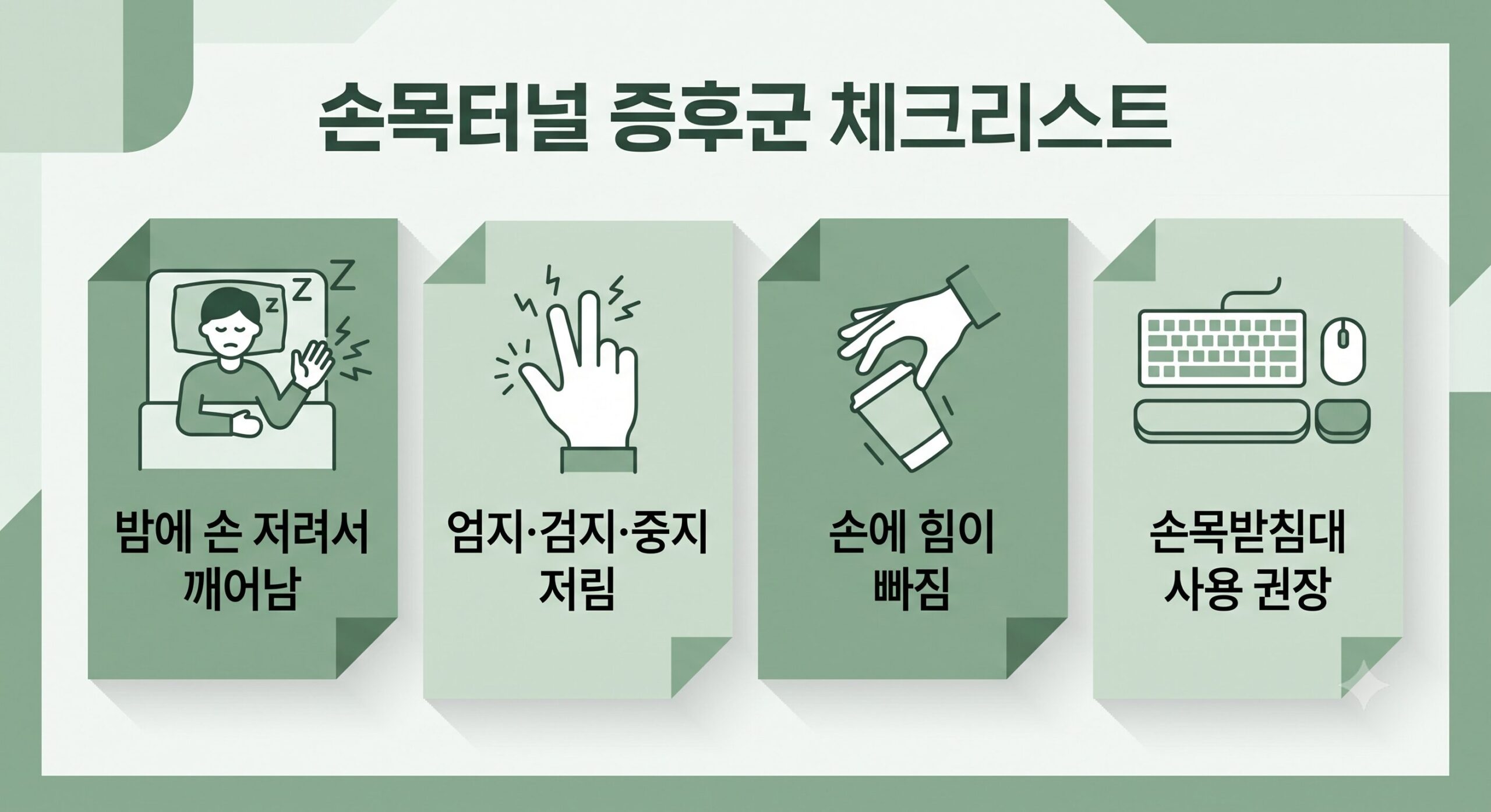 손목터널증후군 증상 자가진단 체크리스트