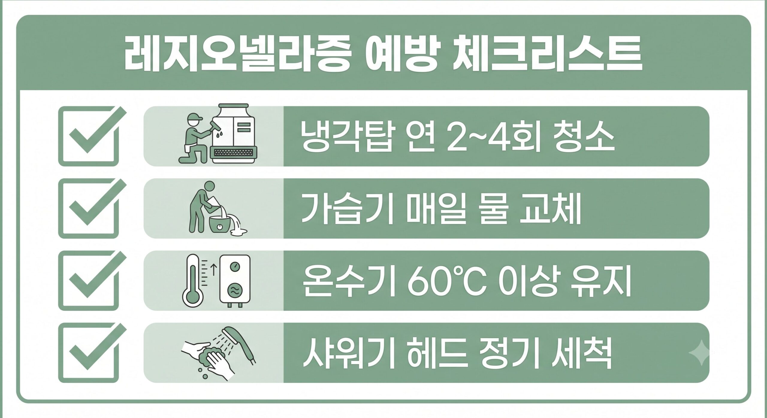 레지오넬라증 예방을 위한 냉각탑·가습기 관리 체크리스트