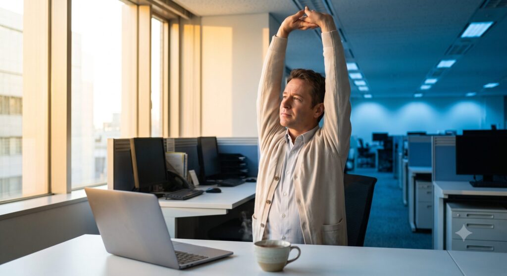 office-stretch-warm-tea-break
