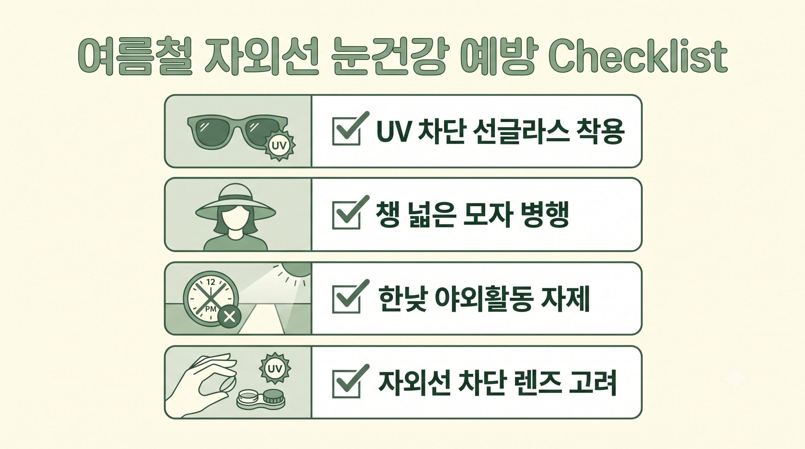 자외선 눈 보호 체크리스트