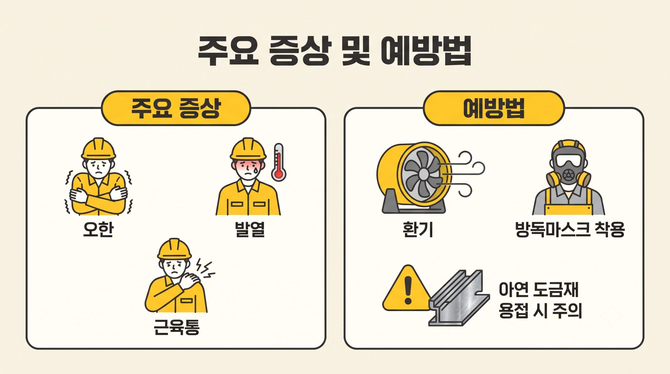 금속열(아연흄열) 증상과 예방법을 정리한 인포그래픽