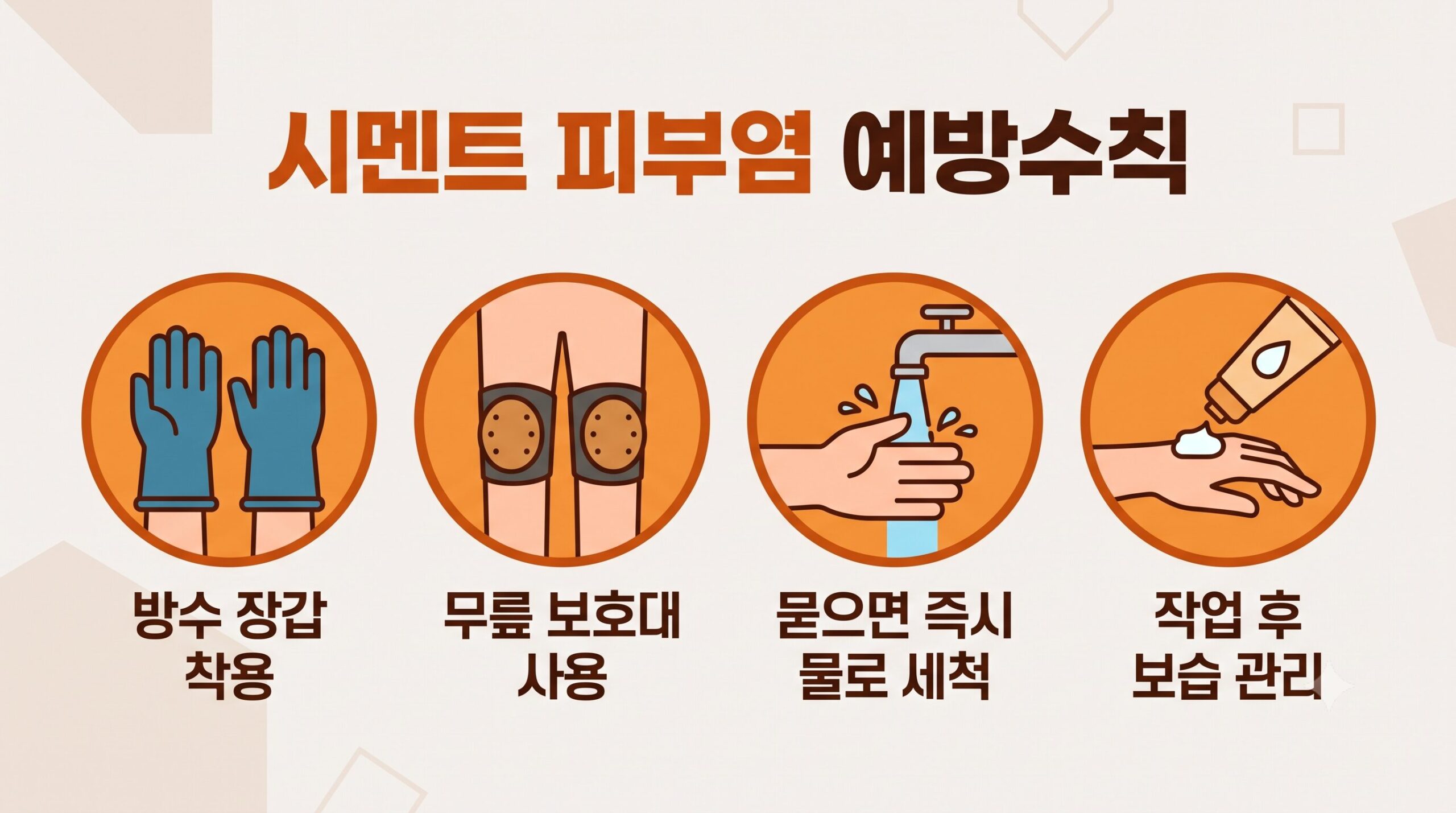 시멘트 피부염 예방수칙을 정리한 인포그래픽