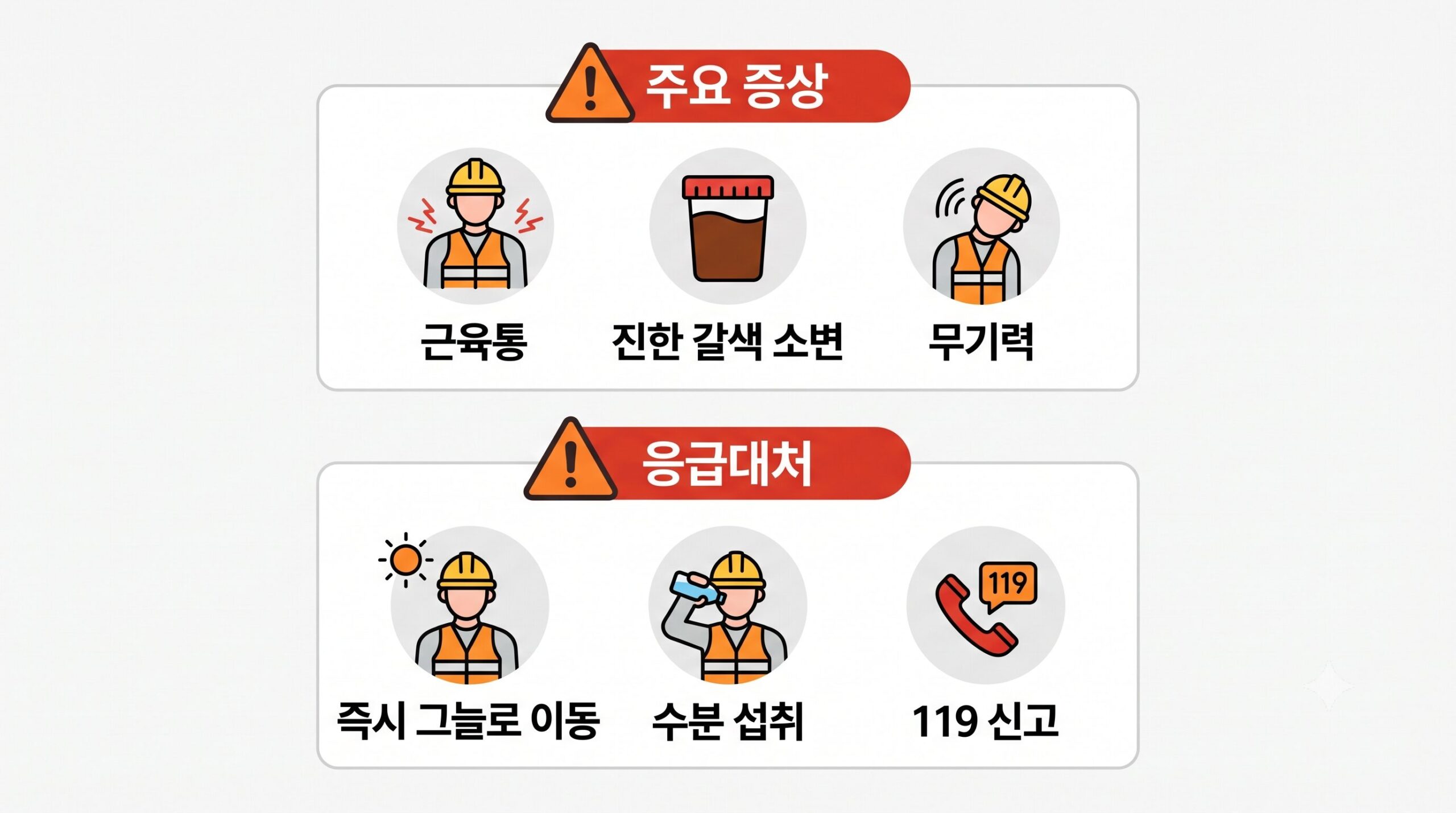횡문근융해증 증상과 응급대처법을 정리한 인포그래픽